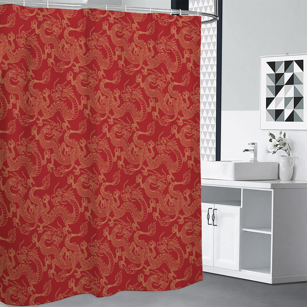 Traditional Chinese Dragon Pattern Print Premium Shower Curtain