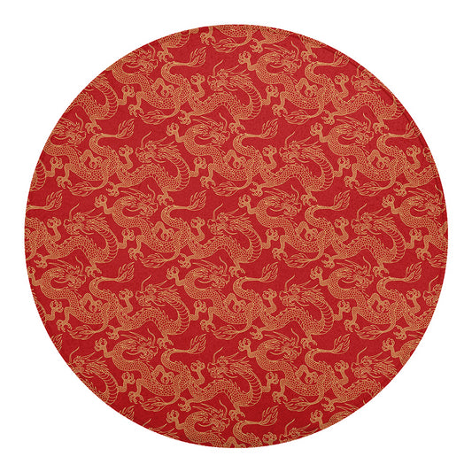 Traditional Chinese Dragon Pattern Print Round Blanket