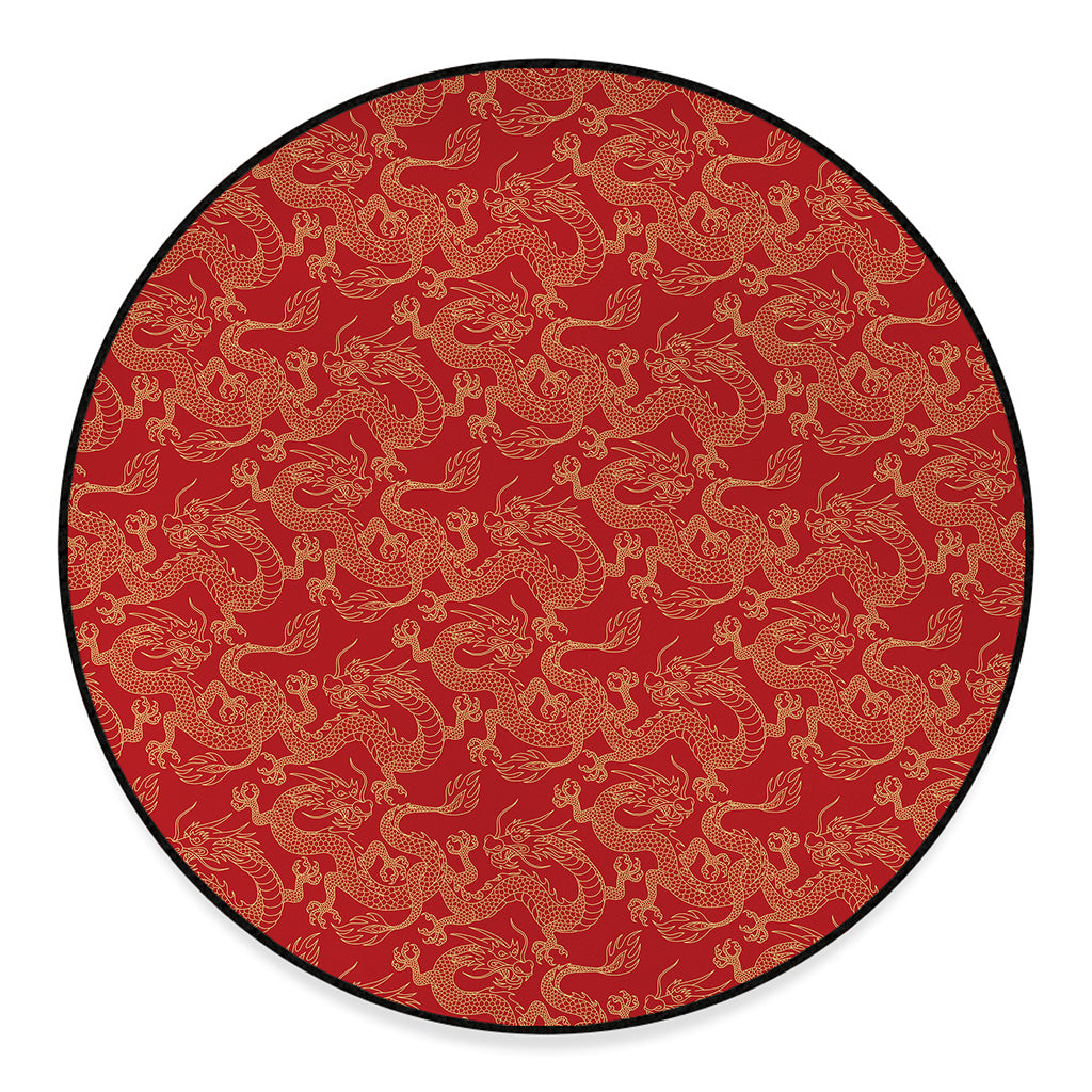 Traditional Chinese Dragon Pattern Print Round Floor Mat