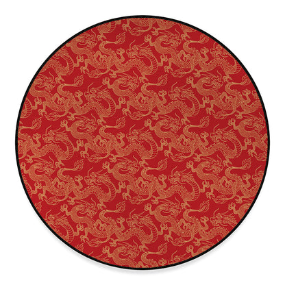 Traditional Chinese Dragon Pattern Print Round Floor Mat