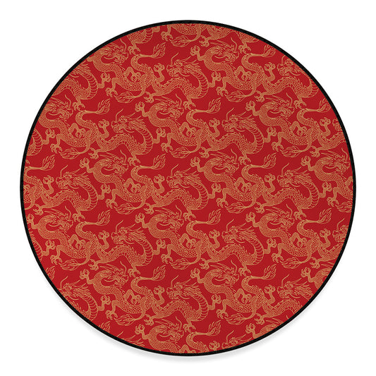 Traditional Chinese Dragon Pattern Print Round Floor Mat