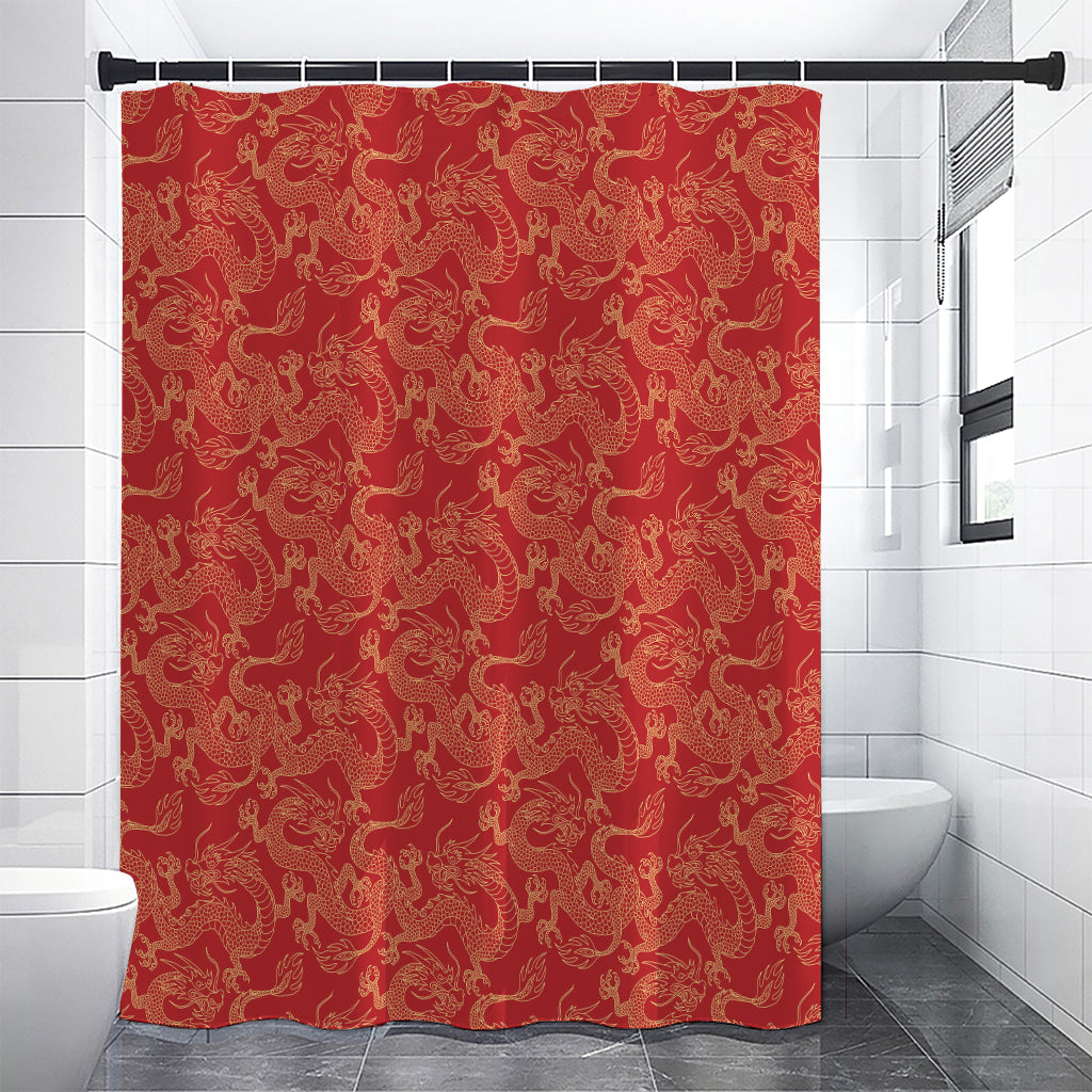 Traditional Chinese Dragon Pattern Print Shower Curtain