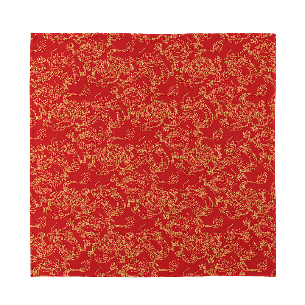 Traditional Chinese Dragon Pattern Print Silk Bandana