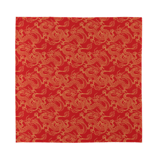 Traditional Chinese Dragon Pattern Print Silk Bandana