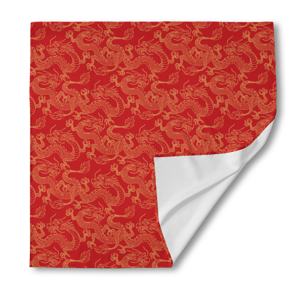 Traditional Chinese Dragon Pattern Print Silk Bandana