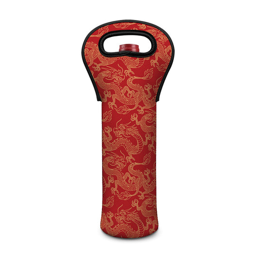 Traditional Chinese Dragon Pattern Print Single Neoprene Wine Tote