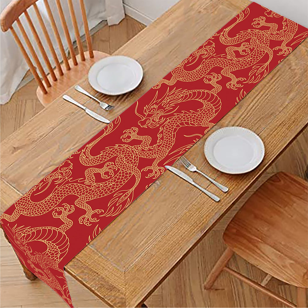 Traditional Chinese Dragon Pattern Print Table Runner