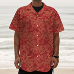 Traditional Chinese Dragon Pattern Print Textured Short Sleeve Shirt