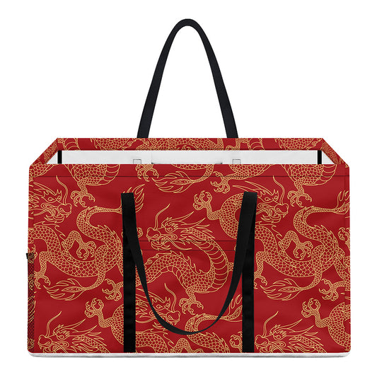 Traditional Chinese Dragon Pattern Print Utility Tote Bag