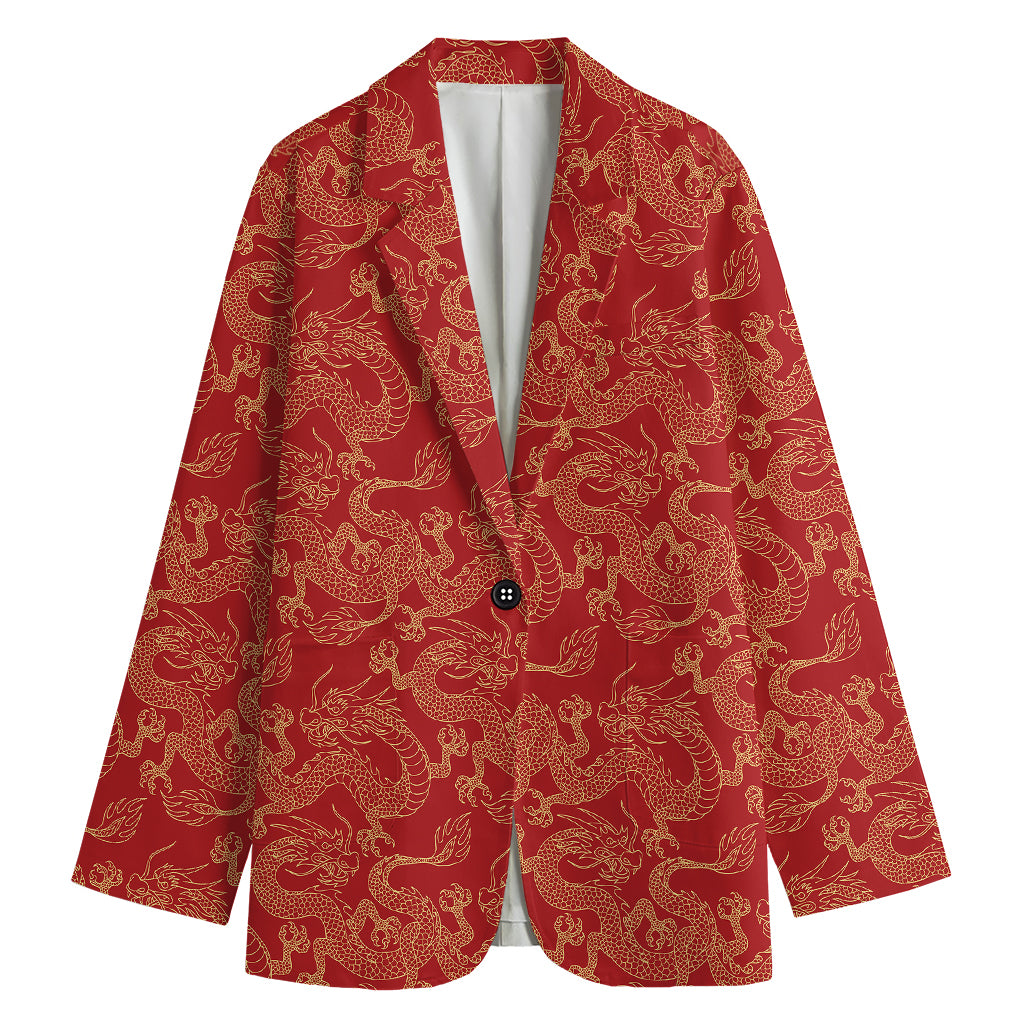 Traditional Chinese Dragon Pattern Print Women's Blazer