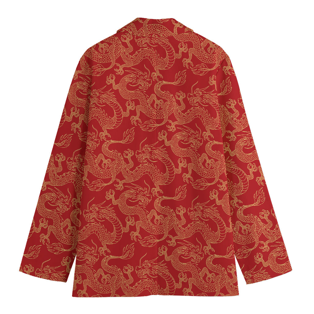Traditional Chinese Dragon Pattern Print Women's Blazer