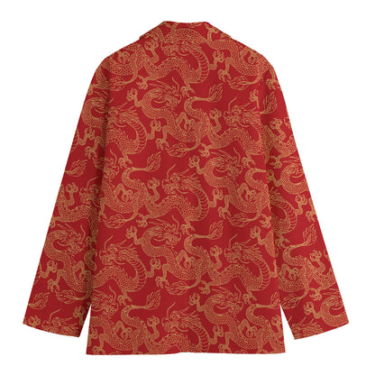 Traditional Chinese Dragon Pattern Print Women's Blazer