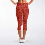 Traditional Chinese Dragon Pattern Print Women's Capri Leggings