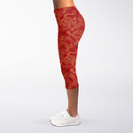 Traditional Chinese Dragon Pattern Print Women's Capri Leggings
