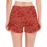 Traditional Chinese Dragon Pattern Print Women's Split Running Shorts