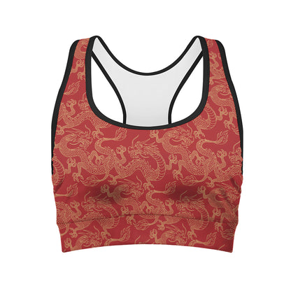 Traditional Chinese Dragon Pattern Print Women's Sports Bra