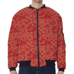 Traditional Chinese Dragon Pattern Print Zip Sleeve Bomber Jacket