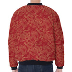 Traditional Chinese Dragon Pattern Print Zip Sleeve Bomber Jacket
