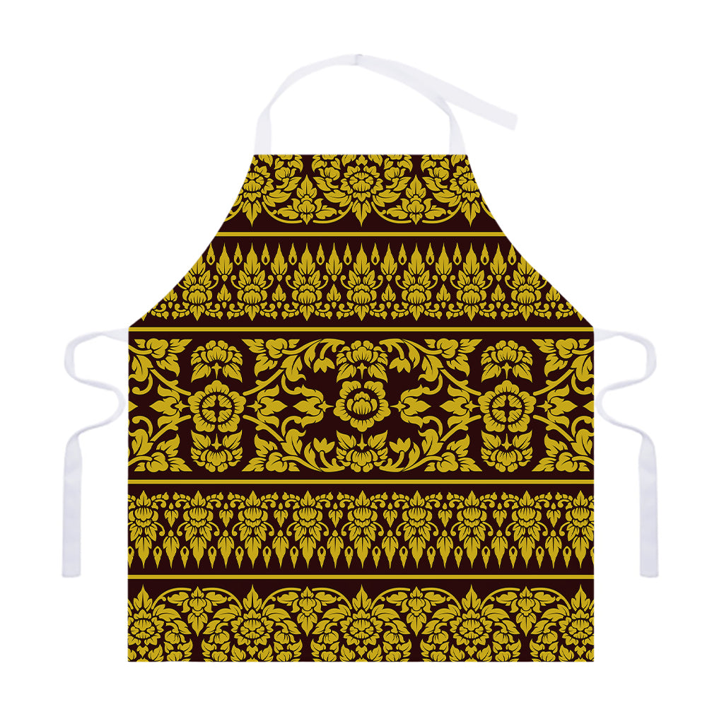 Traditional Thai Flower Pattern Print Adjustable Apron