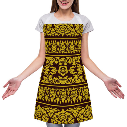 Traditional Thai Flower Pattern Print Adjustable Apron