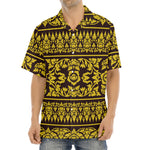 Traditional Thai Flower Pattern Print Aloha Shirt