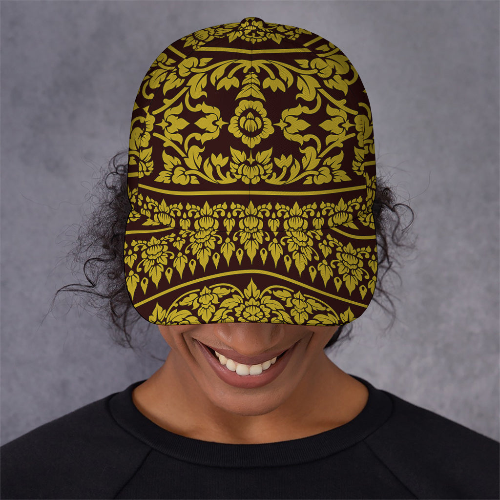 Traditional Thai Flower Pattern Print Baseball Cap