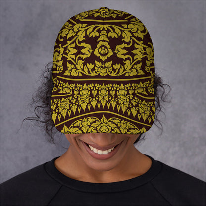 Traditional Thai Flower Pattern Print Baseball Cap