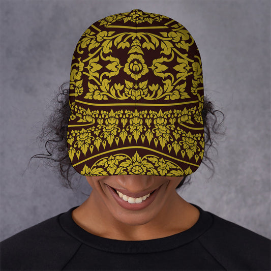 Traditional Thai Flower Pattern Print Baseball Cap