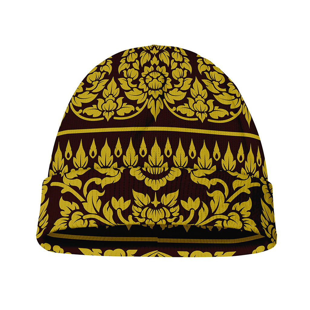 Traditional Thai Flower Pattern Print Beanie