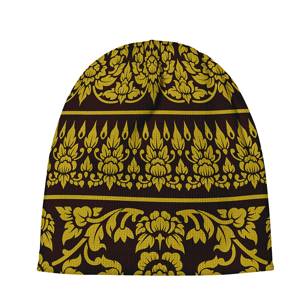 Traditional Thai Flower Pattern Print Beanie
