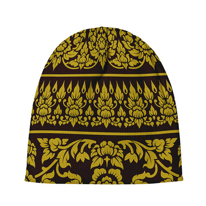 Traditional Thai Flower Pattern Print Beanie