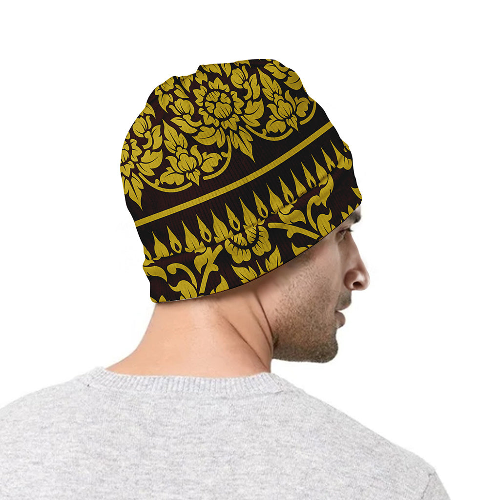 Traditional Thai Flower Pattern Print Beanie
