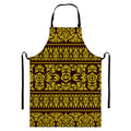 Traditional Thai Flower Pattern Print Bib Apron With Pocket