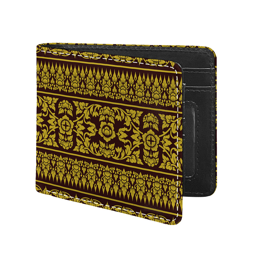 Traditional Thai Flower Pattern Print Bifold Wallet