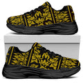 Traditional Thai Flower Pattern Print Black Chunky Shoes