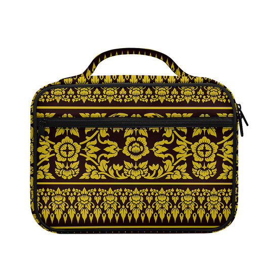 Traditional Thai Flower Pattern Print Briefcase Bible Bag