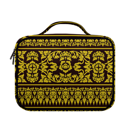Traditional Thai Flower Pattern Print Briefcase Bible Bag