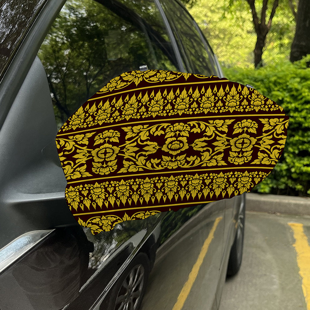 Traditional Thai Flower Pattern Print Car Side Mirror Covers