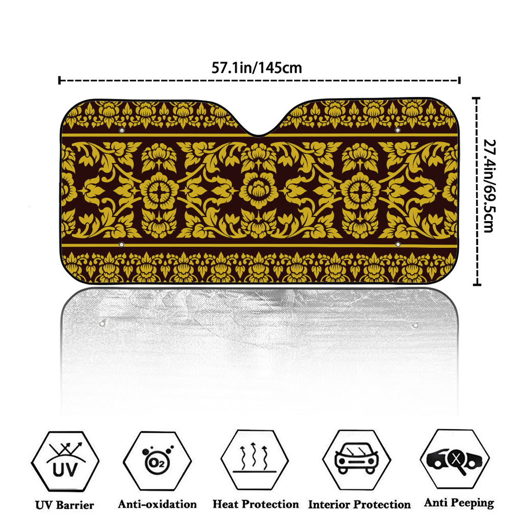 Traditional Thai Flower Pattern Print Car Windshield Sun Shade