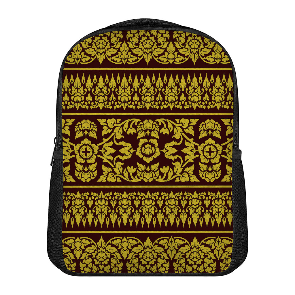 Traditional Thai Flower Pattern Print Casual Backpack