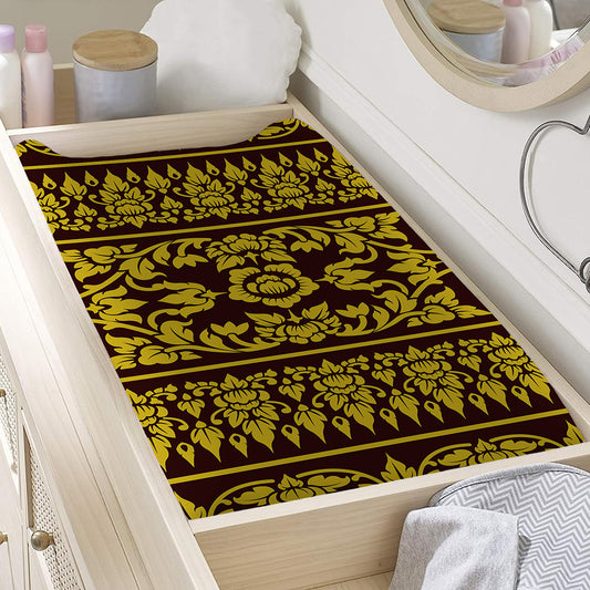 Traditional Thai Flower Pattern Print Changing Pad Cover