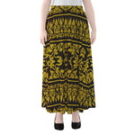 Traditional Thai Flower Pattern Print Chiffon Maxi Skirt