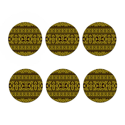 Traditional Thai Flower Pattern Print Coaster Set