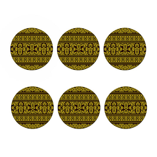 Traditional Thai Flower Pattern Print Coaster Set