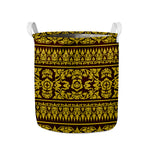 Traditional Thai Flower Pattern Print Collapsible Laundry Basket