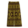 Traditional Thai Flower Pattern Print Cotton Front Slit Maxi Skirt