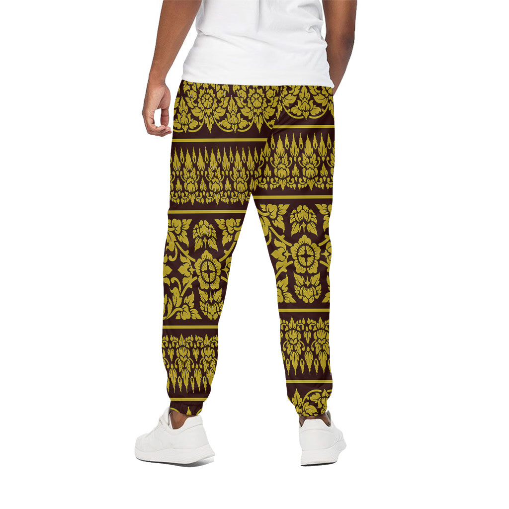 Traditional Thai Flower Pattern Print Cotton Pants
