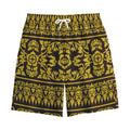 Traditional Thai Flower Pattern Print Cotton Shorts