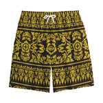 Traditional Thai Flower Pattern Print Cotton Shorts