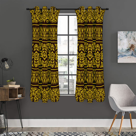 Traditional Thai Flower Pattern Print Curtain